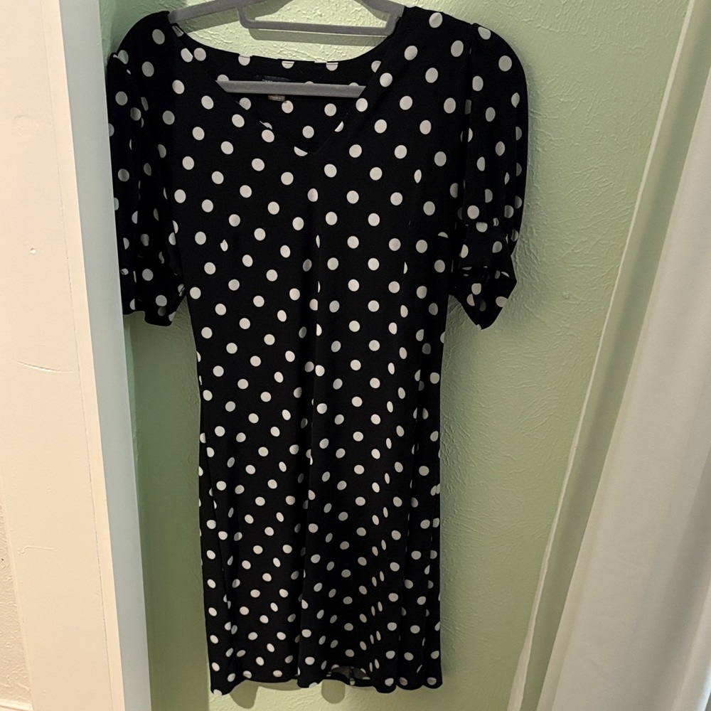 Tommy Hilfiger Black and White Polka Dot Midi Dress